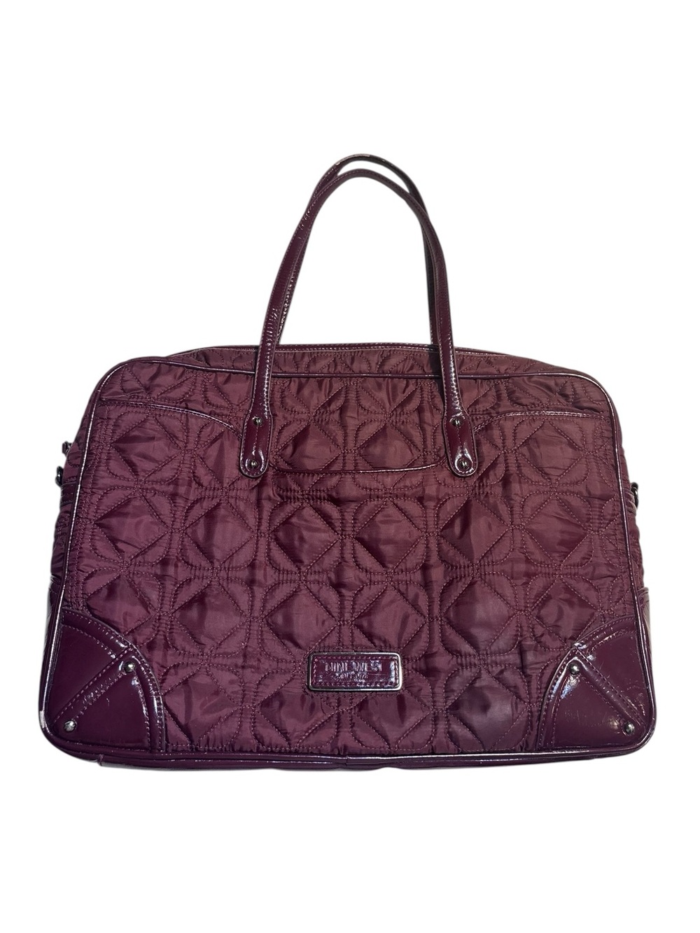 Nine West Laptop Tote Plum Purple Burgundy Quilted Diamond pattern 100% Nylon - Picture 1 of 16
